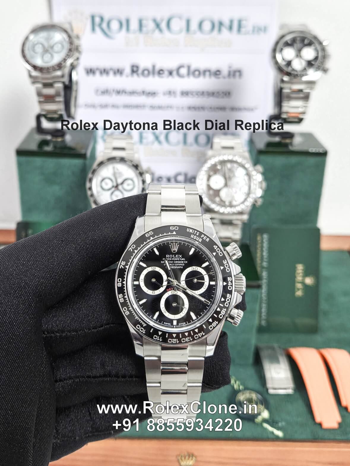 Rolex daytona black dial replica watches india