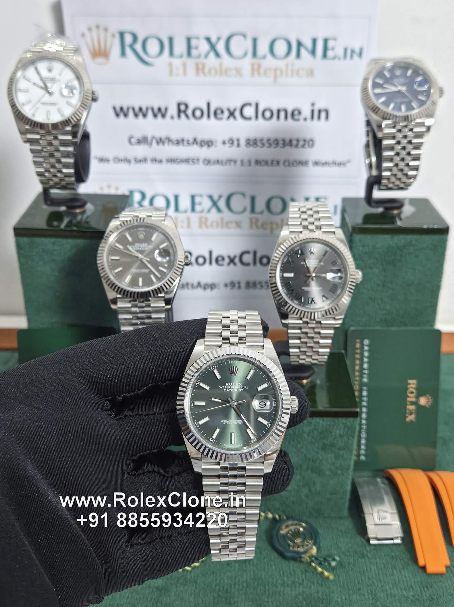 rolex datejust mint green dial clone
