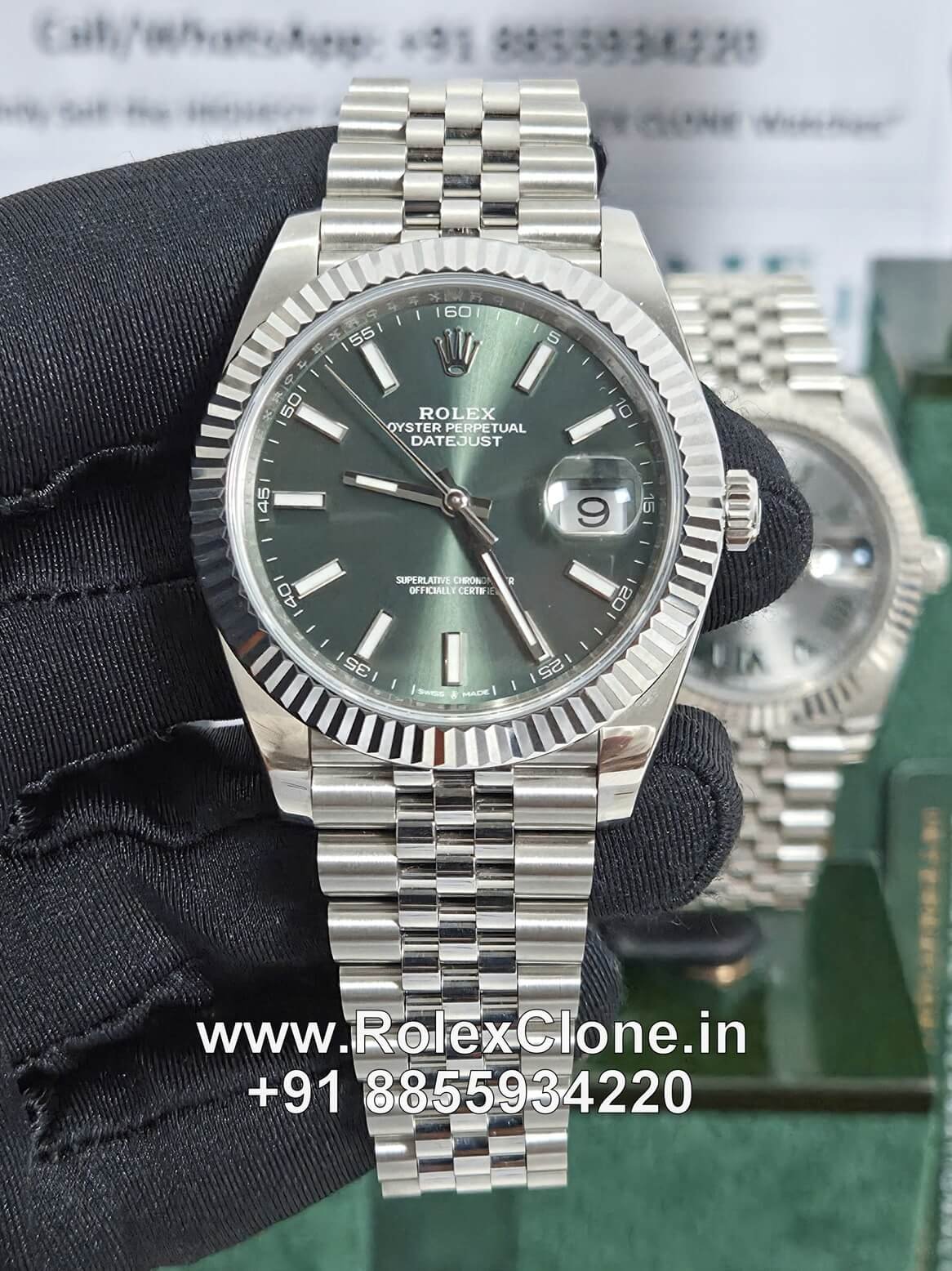 rolex datejust mint green dial replica