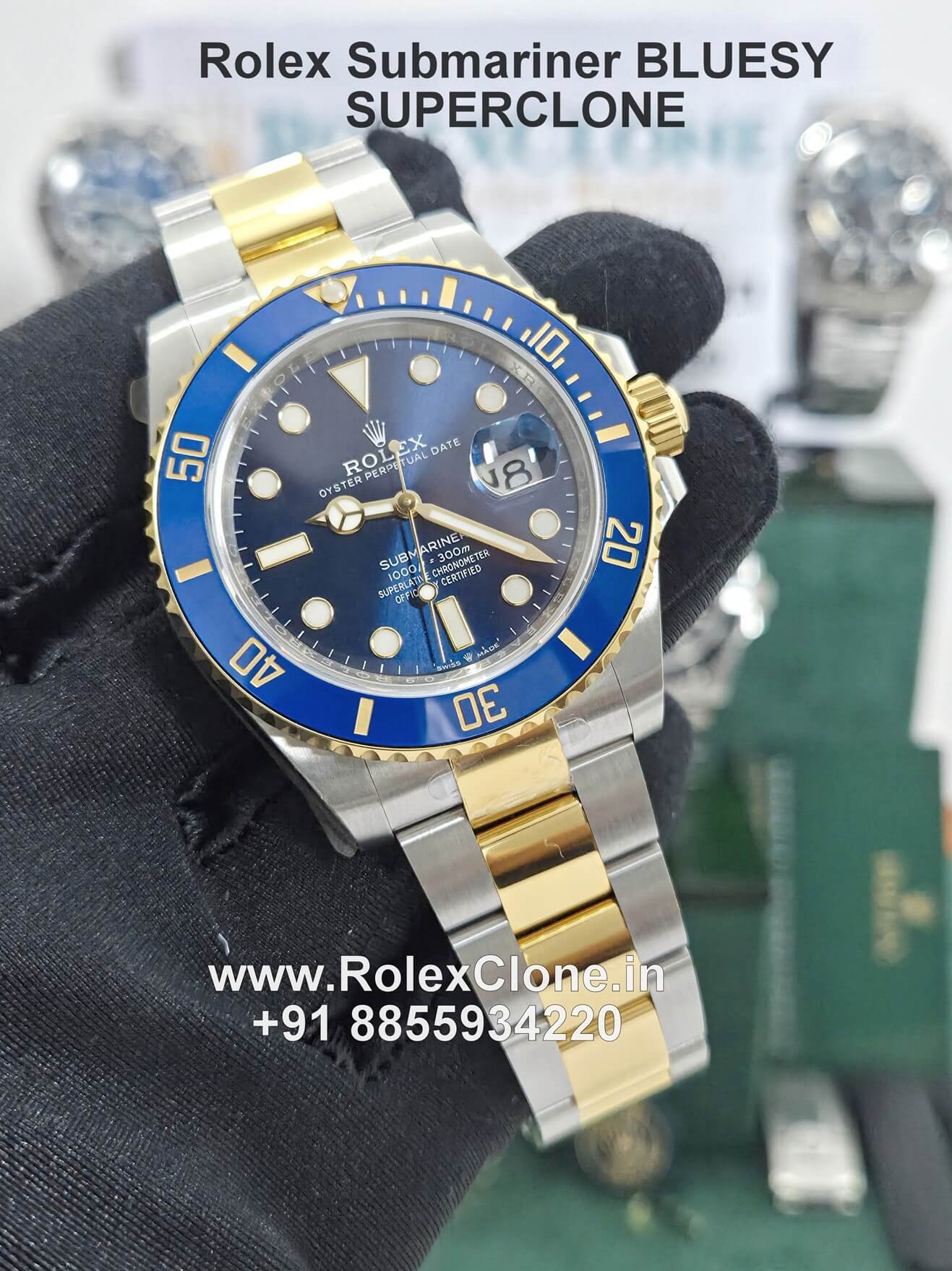 rolex submariner blue dial two tone bracelet