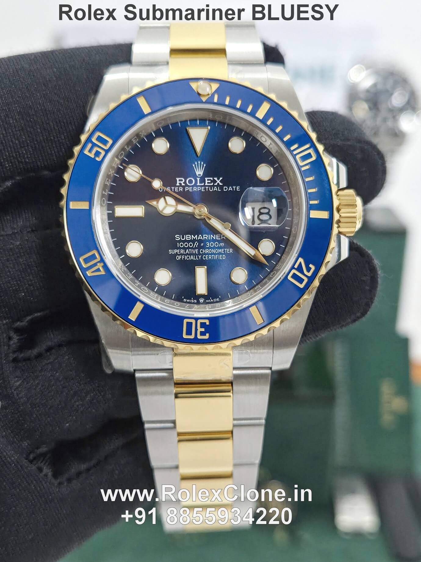 rolex submariner blue dial two tone