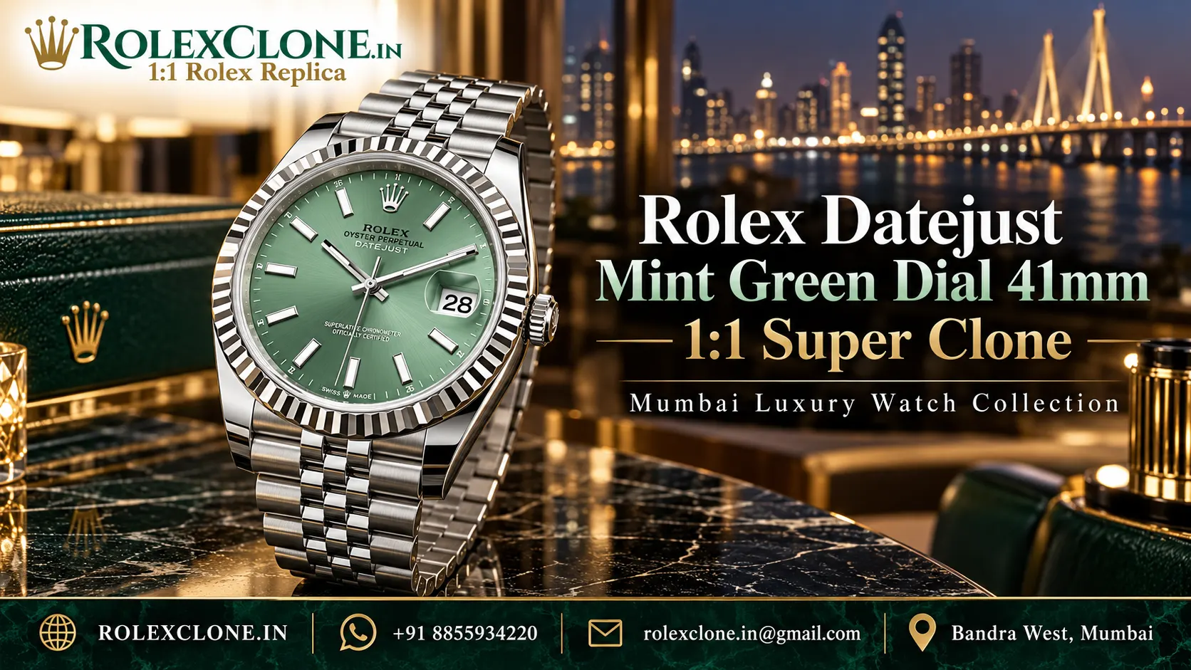 Rolex Datejust Mint Green Dial 41mm 1:1 Super Clone
